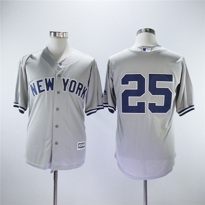Men New York Yankees #25 No name Grey MLB Jerseys->new york yankees->MLB Jersey